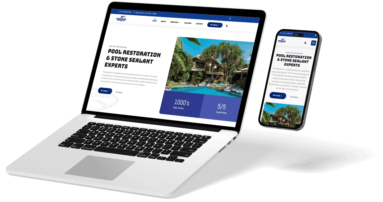 Responsive contractor website shown on laptop and phone